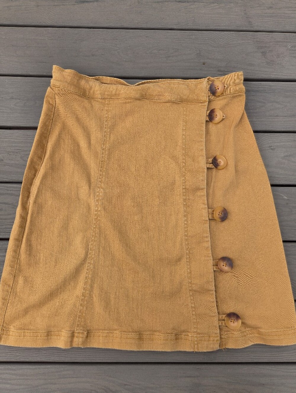 Francesca's Mi Ami Dark Gold Button Skirt Size L